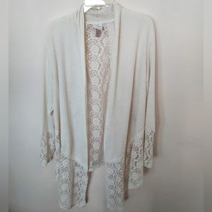 Knox Rose Cream Lacey Open Cardigan Sweater - Size XXL